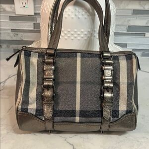 Burberry Gray and Metallic Satchel